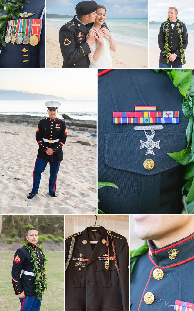 military groom style beach wedding 