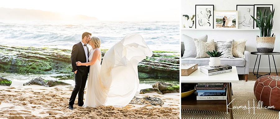 getting married in Oahu - how to use your wedding photos for decoration 