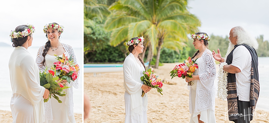 real wedding with two brides on oahu beach 
