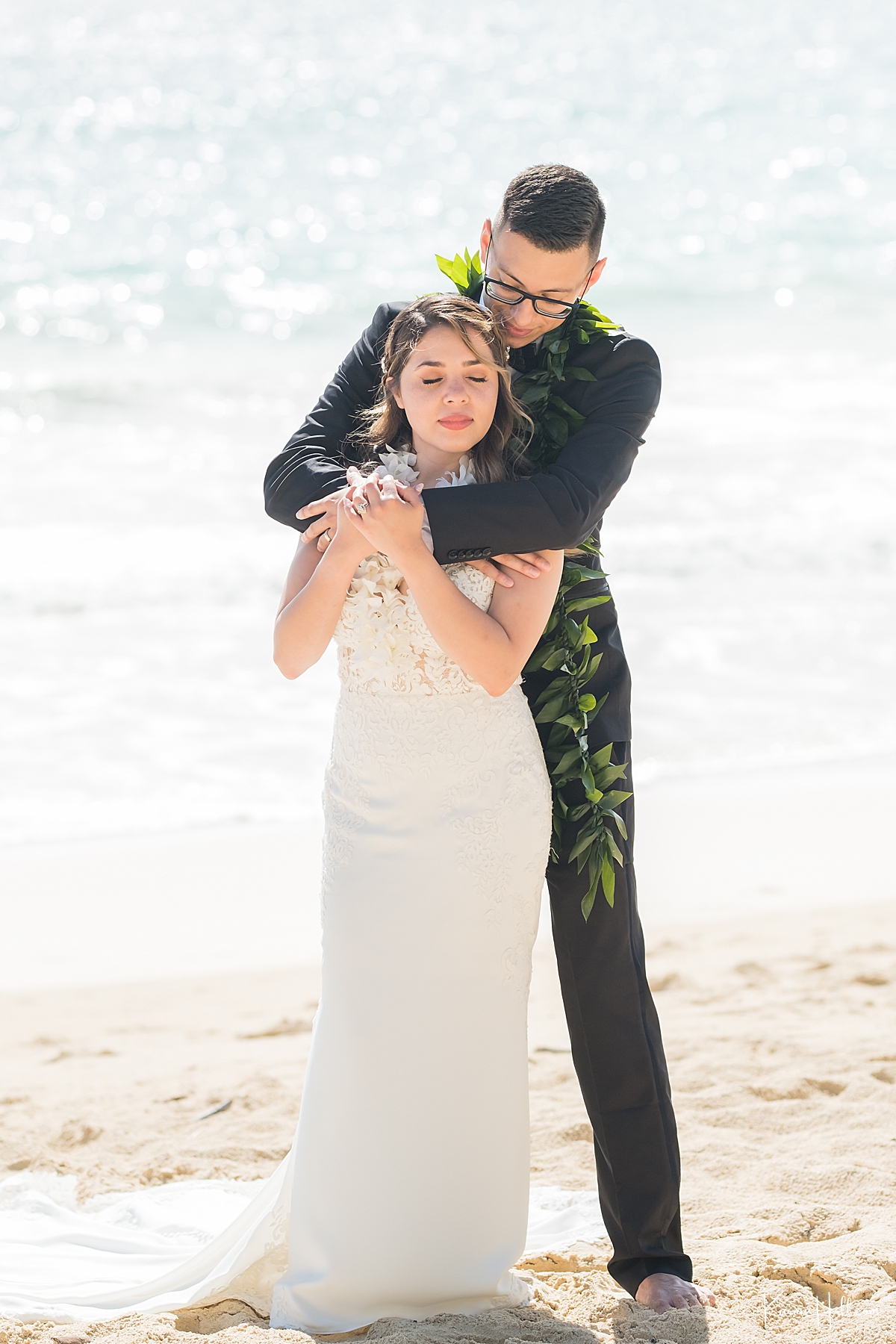 Romantic Portraits at an Oahu Beach elopement