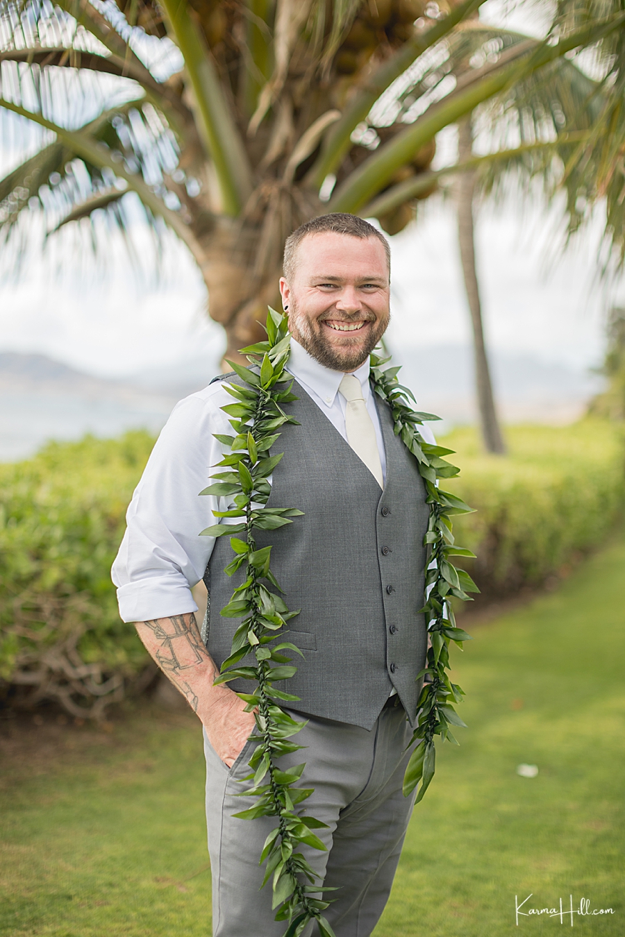 Hawaii Destination Wedding groom