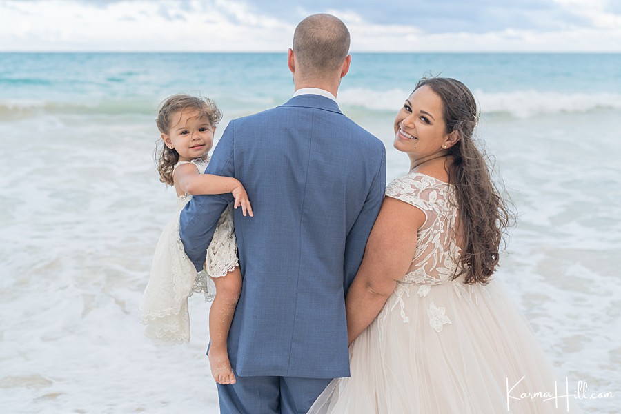 family beach wedding in hawaii