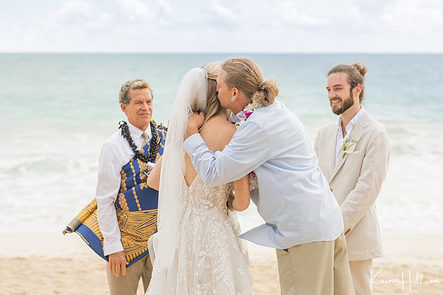 bride at beach wedding