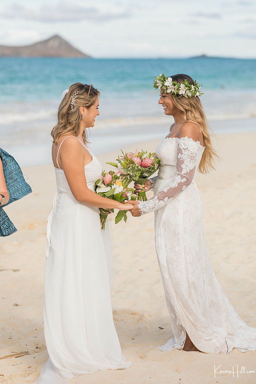 Hawaii Brides at beach wedding