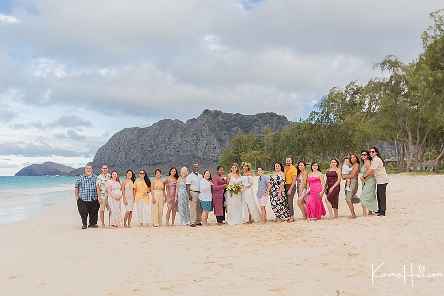 family photo beach wedding