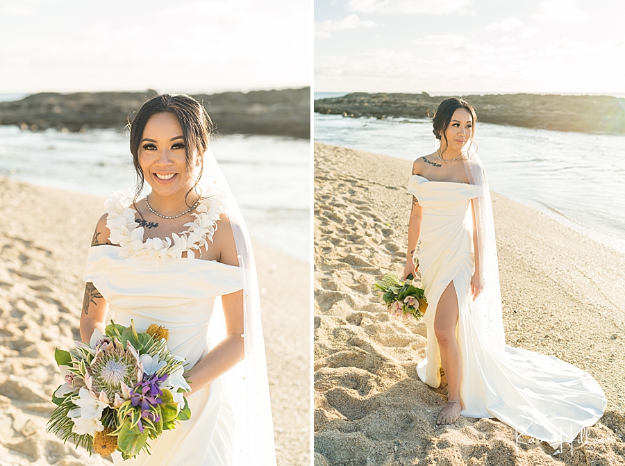 bridal looks for oahu beach wedding
