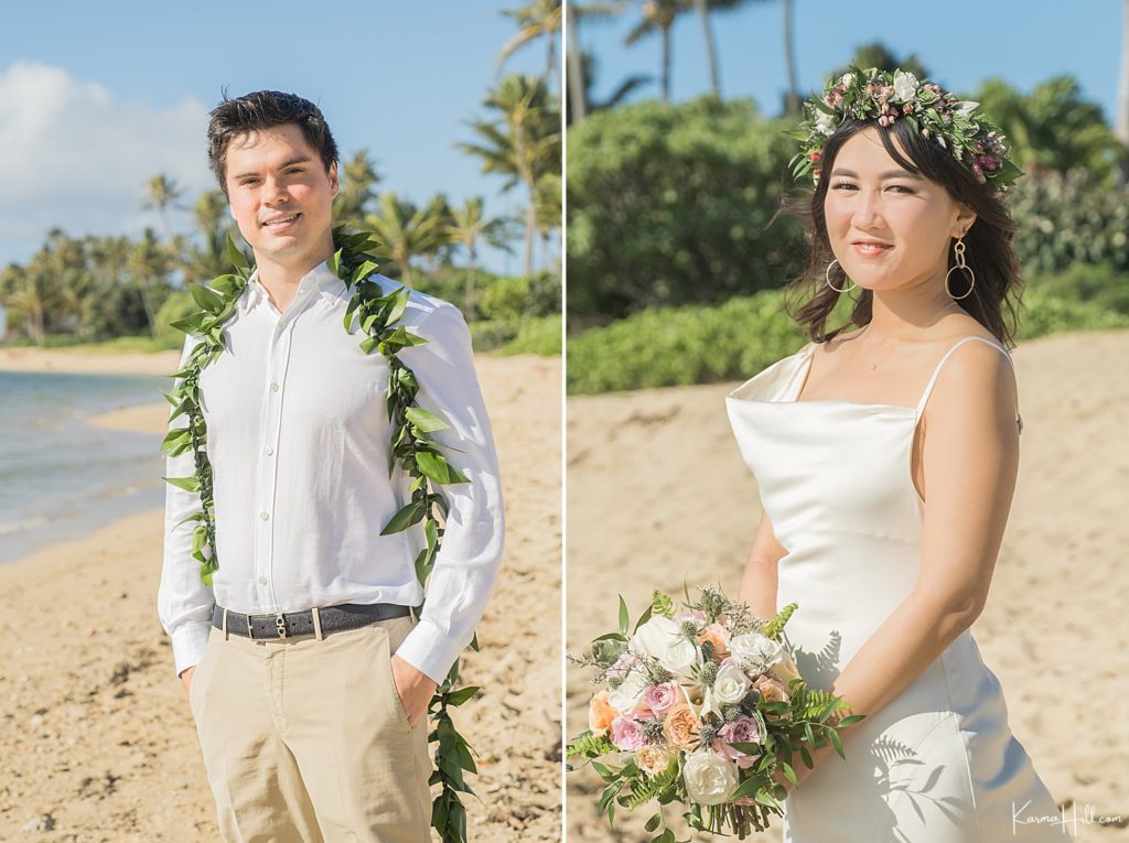 bride and grooms looks for oahu wedding