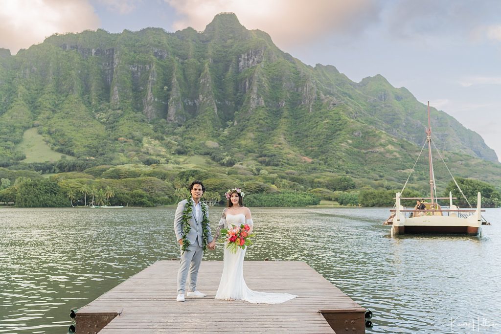 sunset kualoa secret island oahu wedding