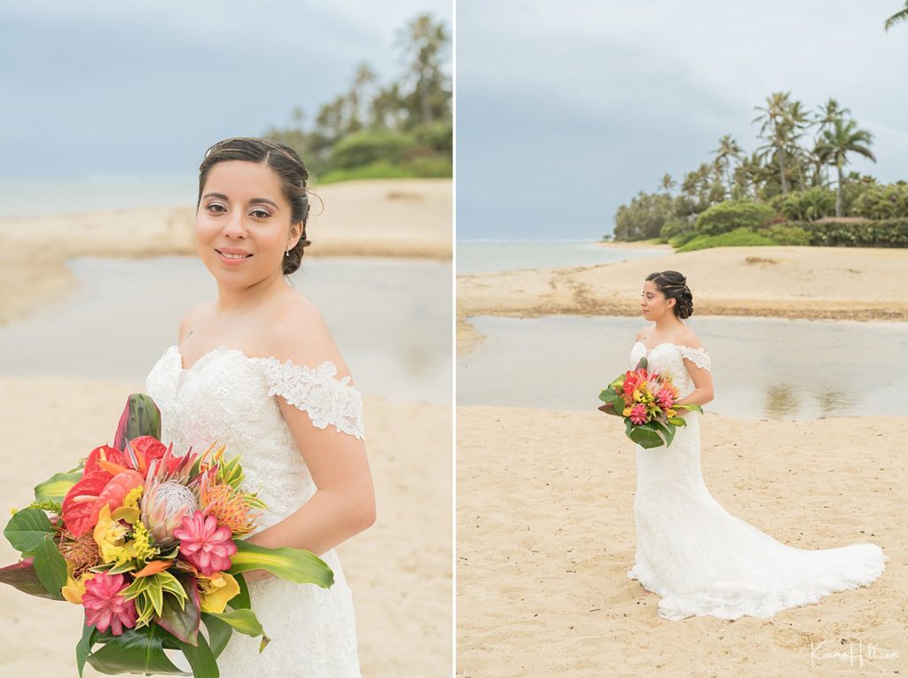 Oahu Beach Wedding Bride