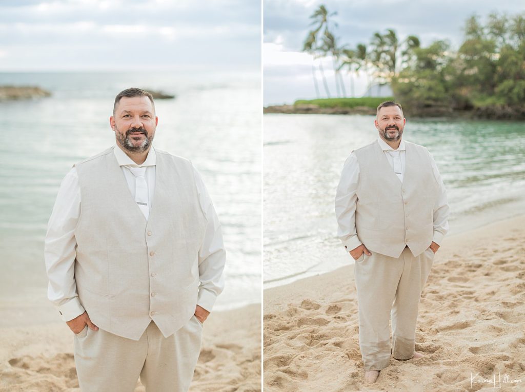 best groom looks for oahu beach wedding