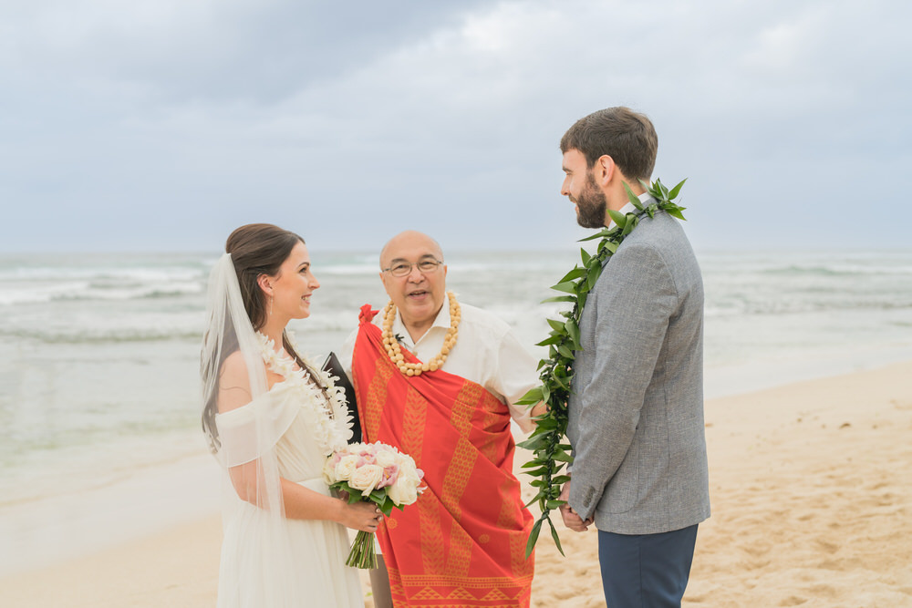 Oahu beach wedding photo - after editing