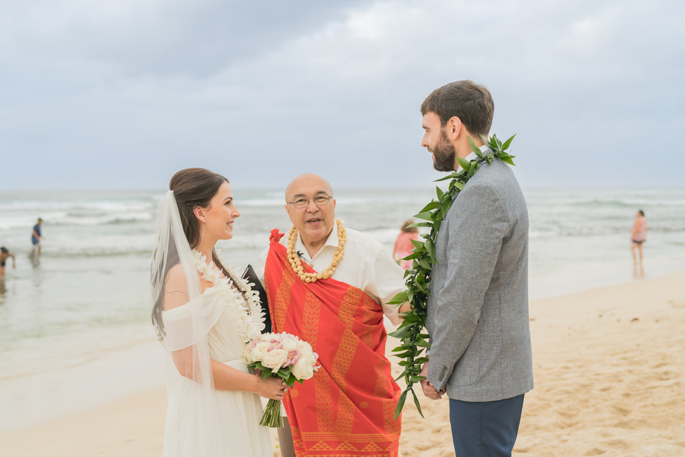 Oahu beach wedding photo - before editing