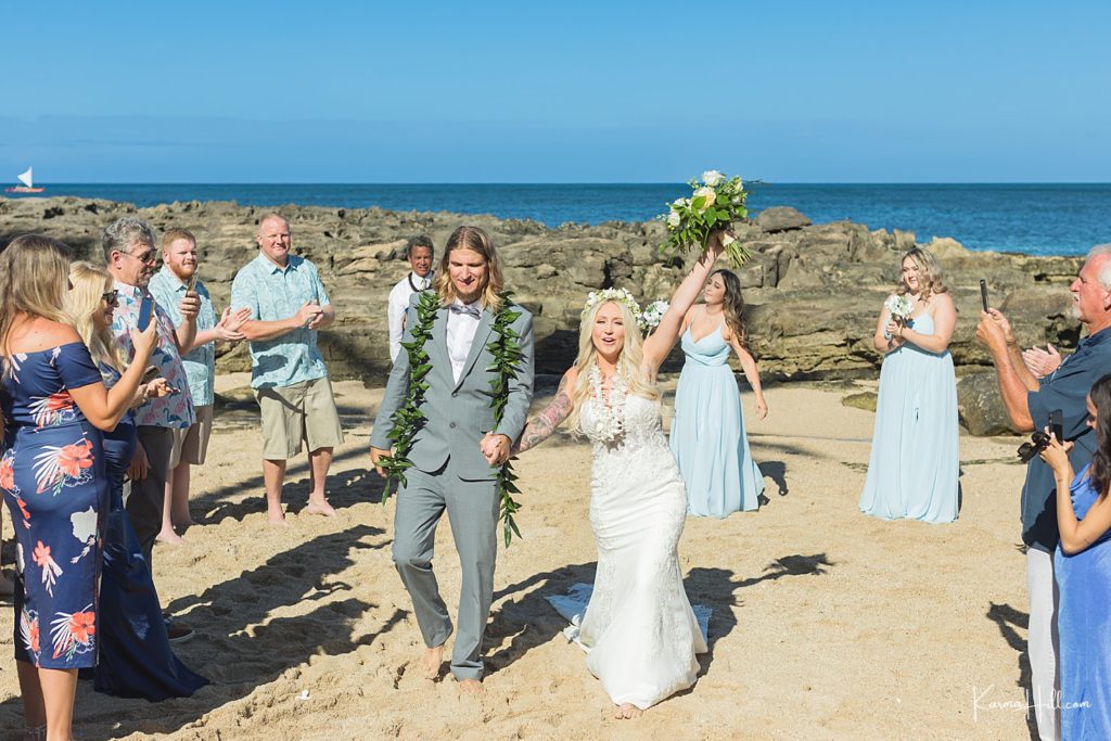 Oahu Beach Wedding with guests