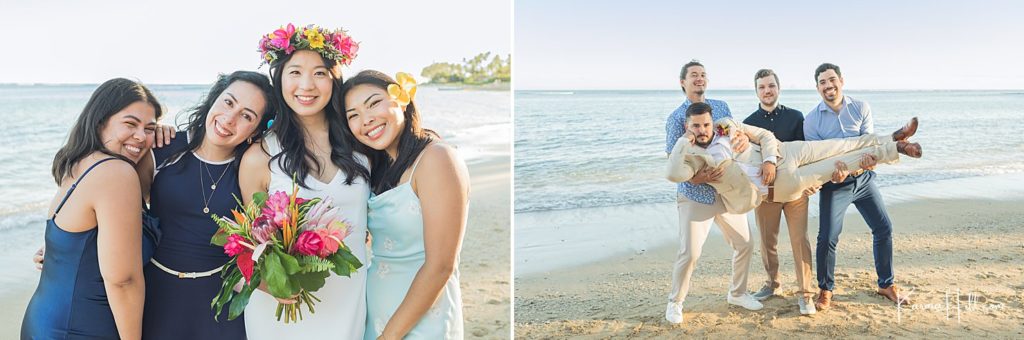 Beach Wedding in Oahu with friends