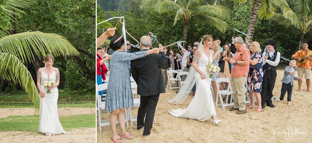 Bridal entrance at a Kualoa Ranch Secret Island Wedding