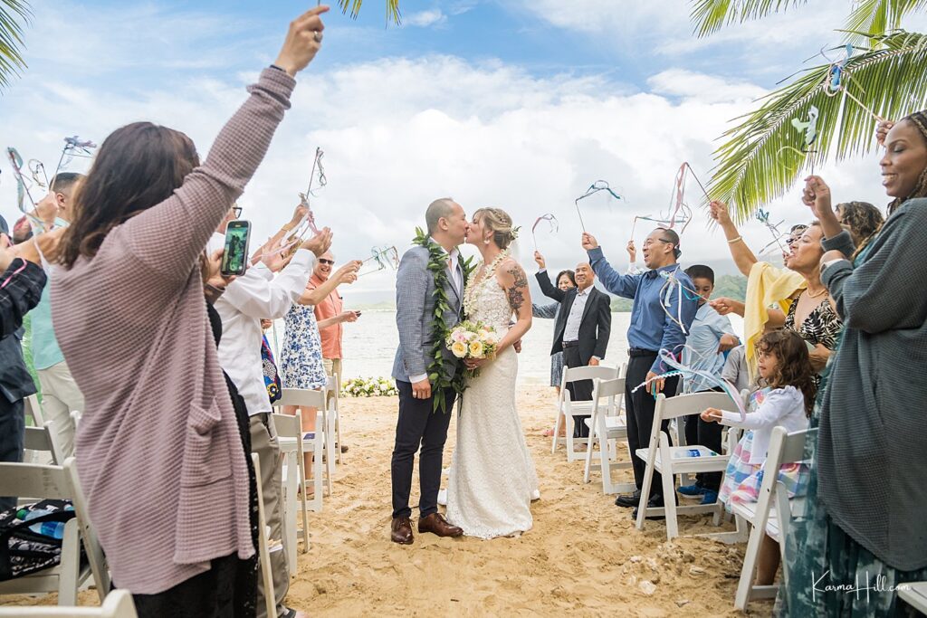 Ceremony Exit - Kualoa Ranch Secret Island Wedding